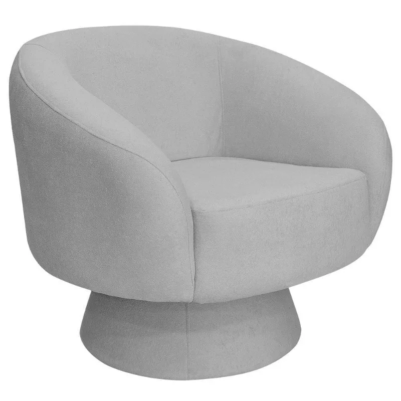 Poltrona Decorativa Liz Base Fixa Bouclé Cinza Claro - Nexta Casa