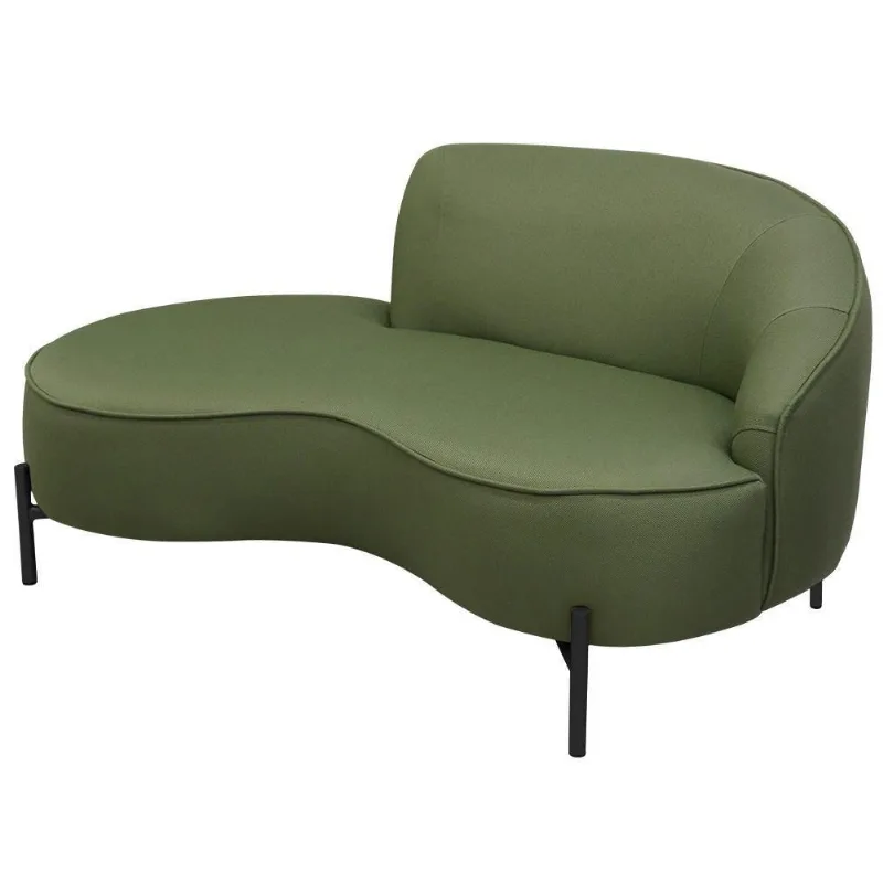 Sofá Curvo 2 Lugares 150cm Braço Esq. Thommy Pés Preto Linho Verde Claro - Nexta Casa - Nexta Casa