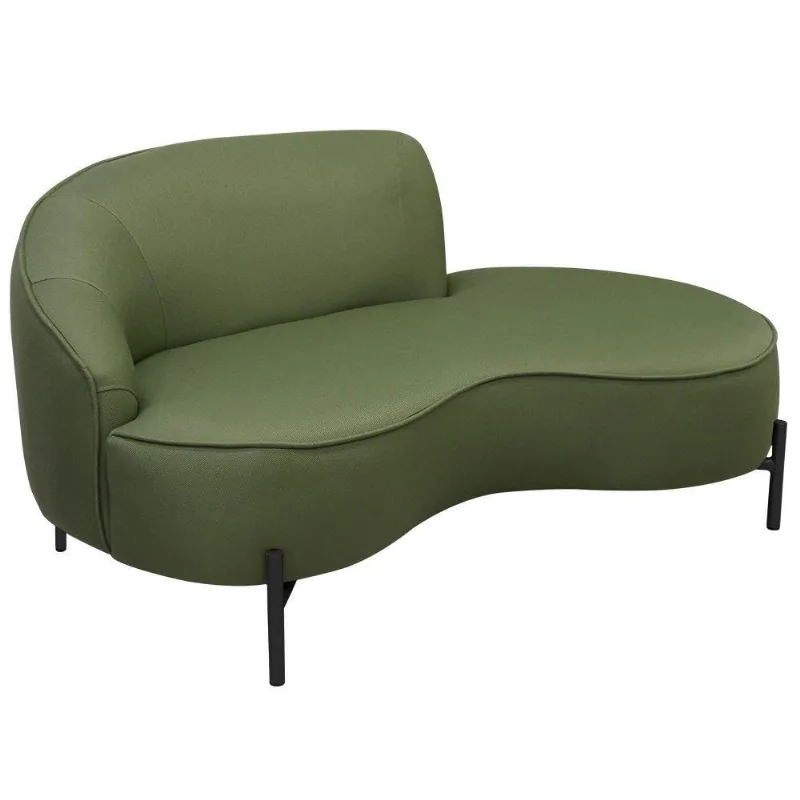 Sofá Curvo 2 Lugares 150cm Braço Dir. Thommy Pés Preto Linho Verde Claro - Nexta Casa - Nexta Casa