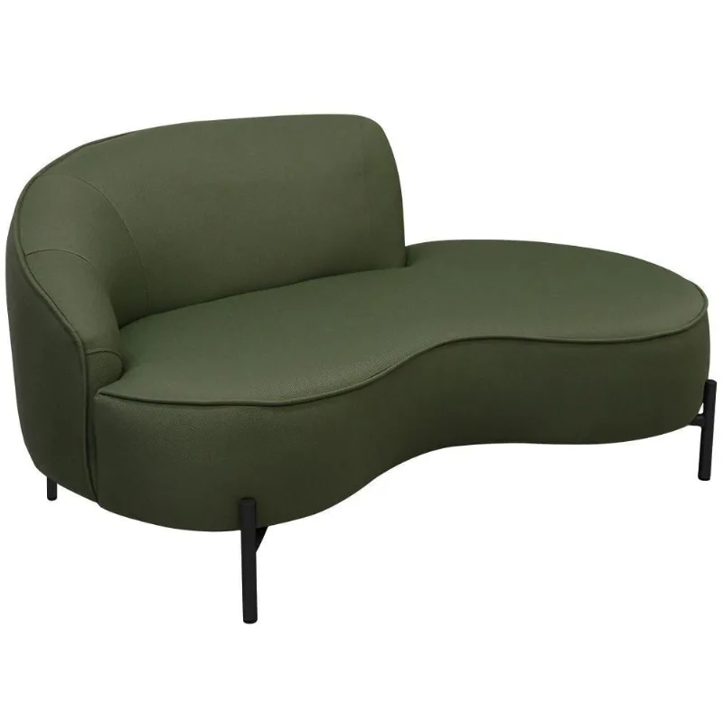 Sofá Curvo 3 Lugares 180cm Braço Dir. Thommy Pés Preto Linho Verde - Nexta Casa - Nexta Casa