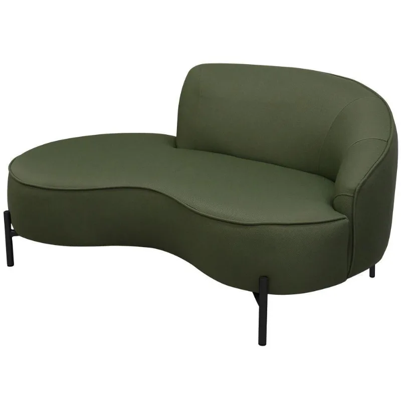 Sofá Curvo 2 Lugares 150cm Braço Esq. Thommy Pés Preto Linho Verde - Nexta Casa - Nexta Casa