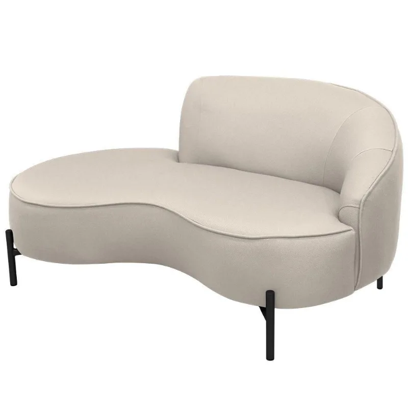 Sofá Curvo 2 Lugares 150cm Braço Esq. Thommy Pés Preto Linho Off White - Nexta Casa - Nexta Casa
