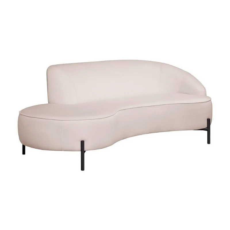 Sofá Curvo 3 Lugares 180cm Braço Esq. Thommy Pés Preto Linho Off White - Nexta Casa - Nexta Casa