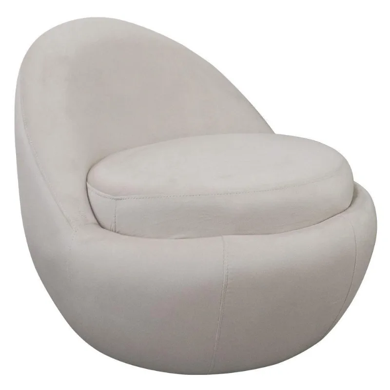 Poltrona Decorativa Orgânica Kaira Base Fixa Veludo Off White - Nexta Casa