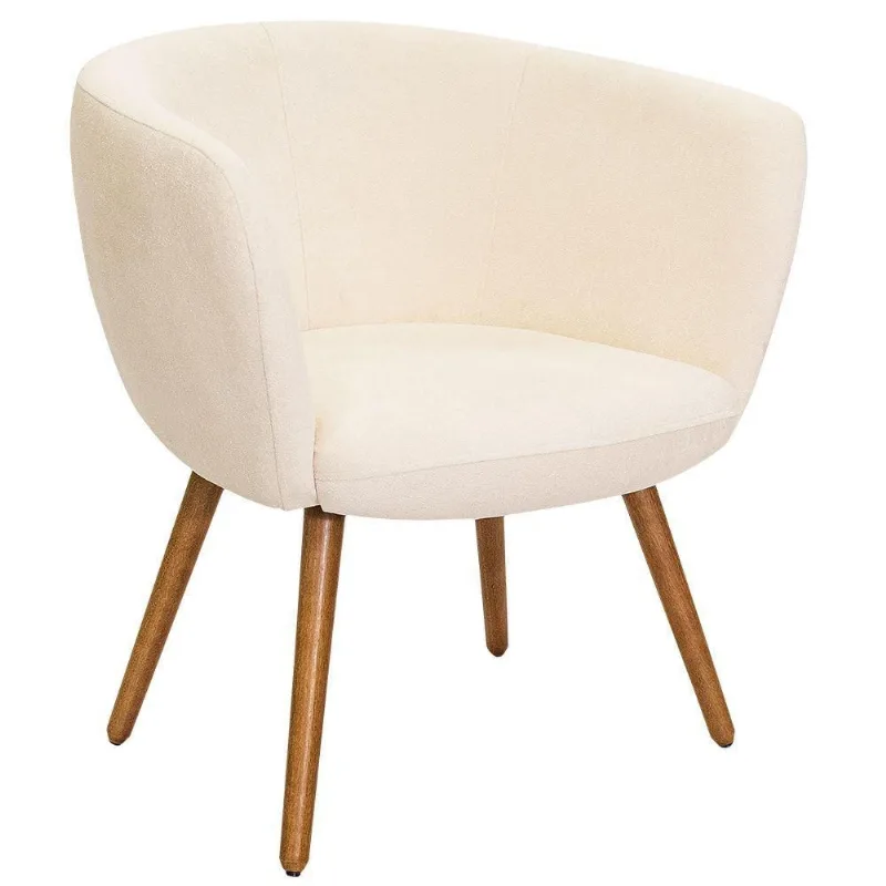 Poltrona Decorativa Isis Pés Palito Castanho Bouclé Off White - Nexta Casa