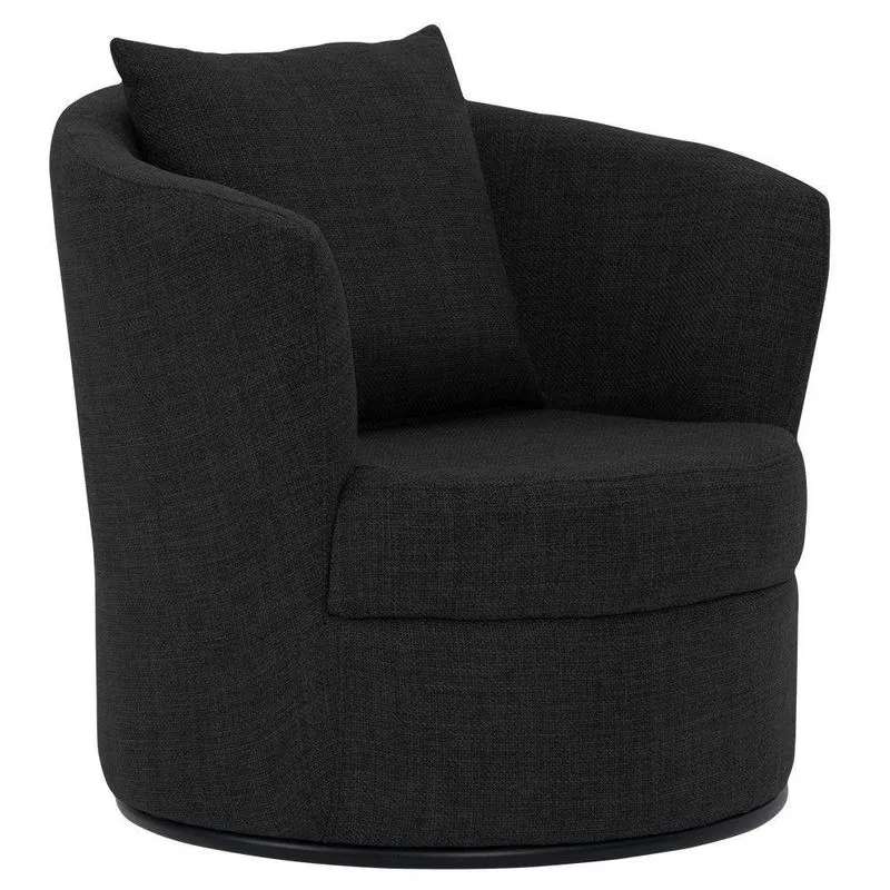 Poltrona Decorativa Lume Base Aço Linho Preto Mesclado Nexta Casa
