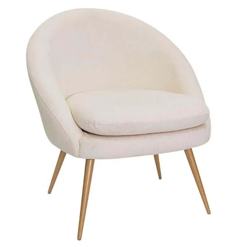Poltrona Para Sala Rafa Pés Ouro Fosco Bouclé Off White - Nexta Casa
