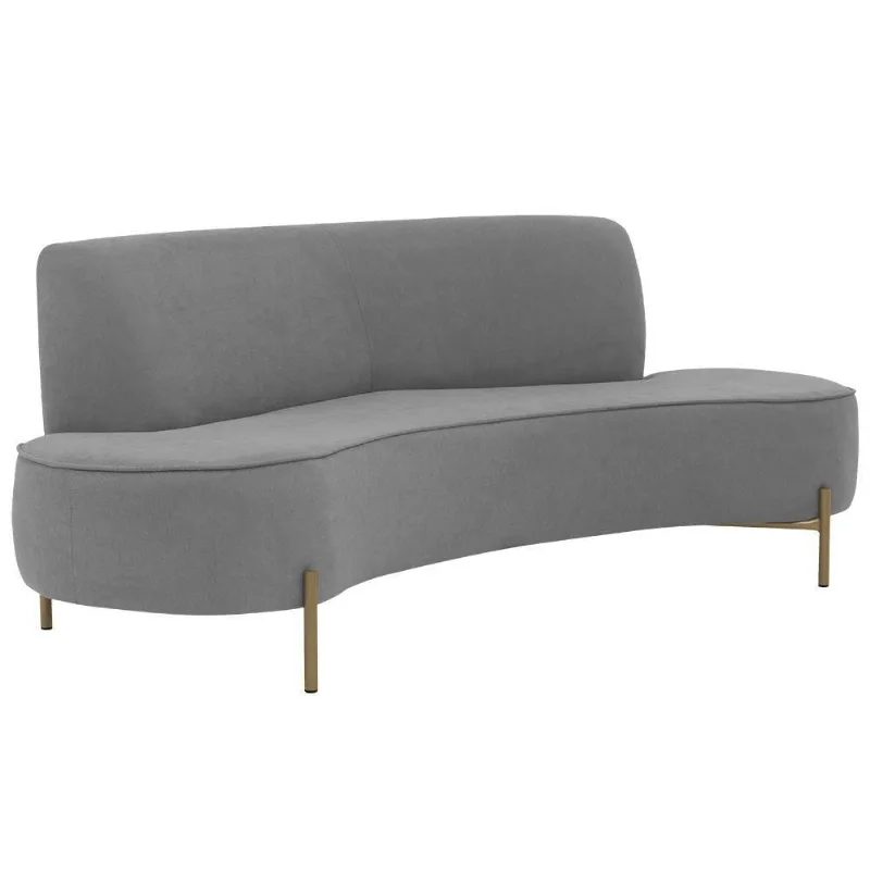Sofá Orgânico 2 Lugares 150cm Argos Pés Ouro Fosco Linho Cinza - Nexta Casa - Nexta Casa