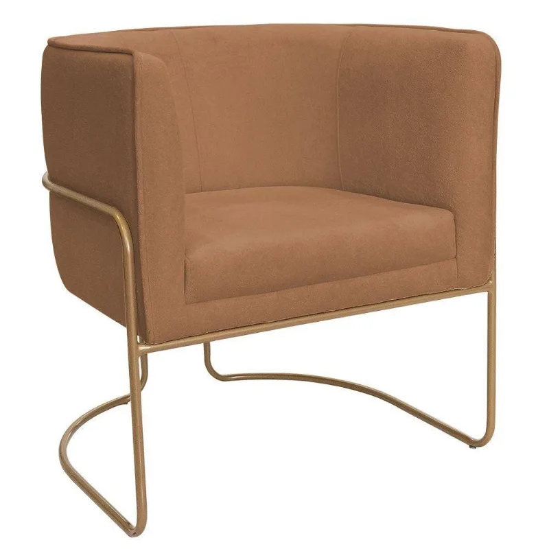 Poltrona Decorativa Betina Base Aço Ouro Fosco Bouclé Terracota - Nexta Casa