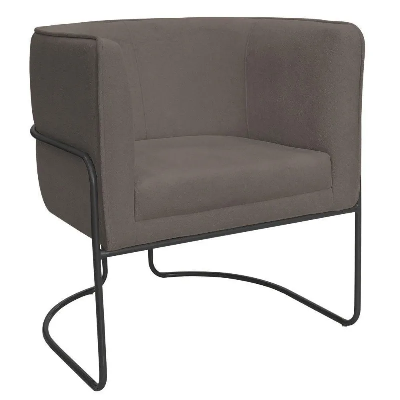 Poltrona Decorativa Betina Base Aço Preto Bouclé Marrom - Nexta Casa