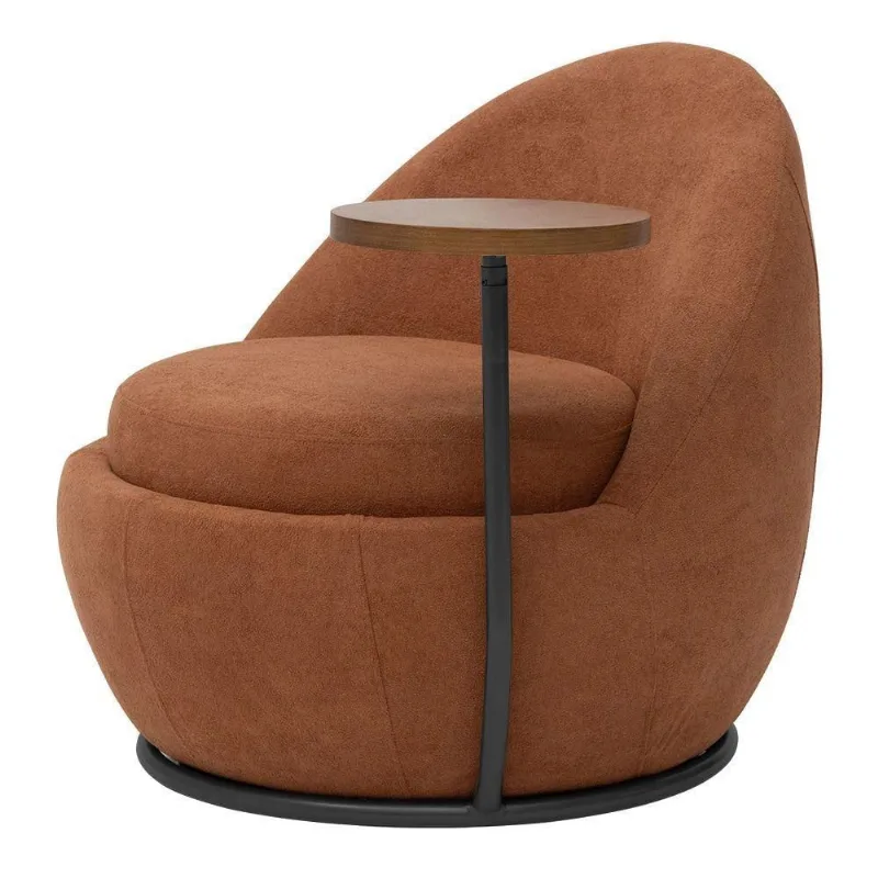 Poltrona Kaira Mesa Lateral Esquerda Base Fixa Preto Bouclé Terracota - Nexta Casa - Nexta Casa