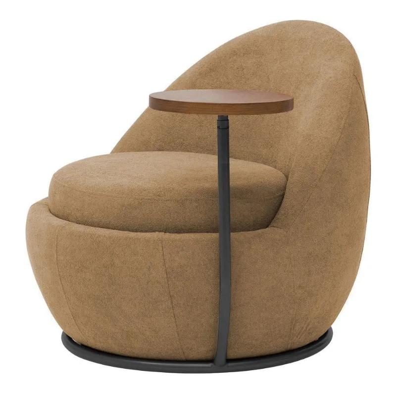 Poltrona Kaira Mesa Lateral Esquerda Base Fixa Preto Bouclé Camel - Nexta Casa - Nexta Casa