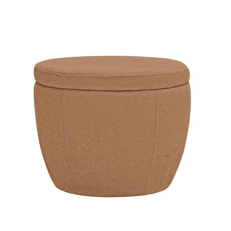 Puff Decorativo Redondo Kaira Bouclé Terracota - Nexta Casa