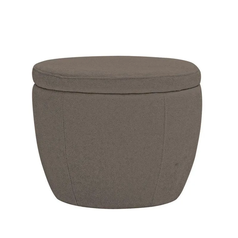 Puff Decorativo Redondo Kaira Bouclé Marrom - Nexta Casa