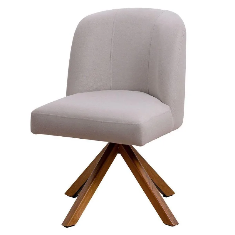 Cadeira De Jantar Cléo Base Giromad Linho Cru - Nexta Casa - Nexta Casa
