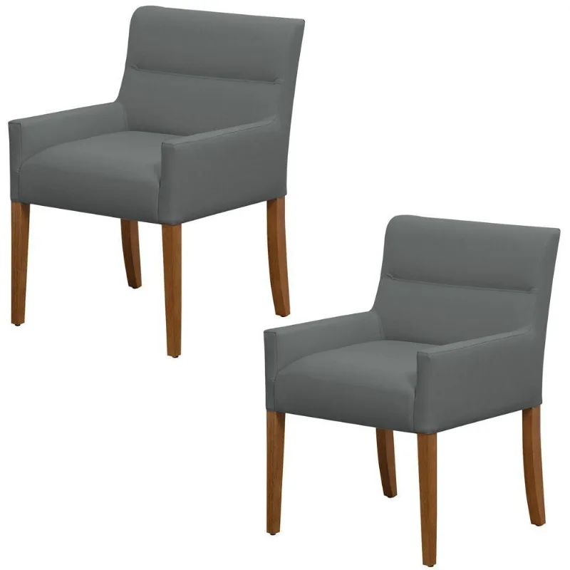 Kit 2 Cadeiras Para Mesa De Jantar Angel Base Madeira Corano Cinza - Nexta Casa - Nexta Casa