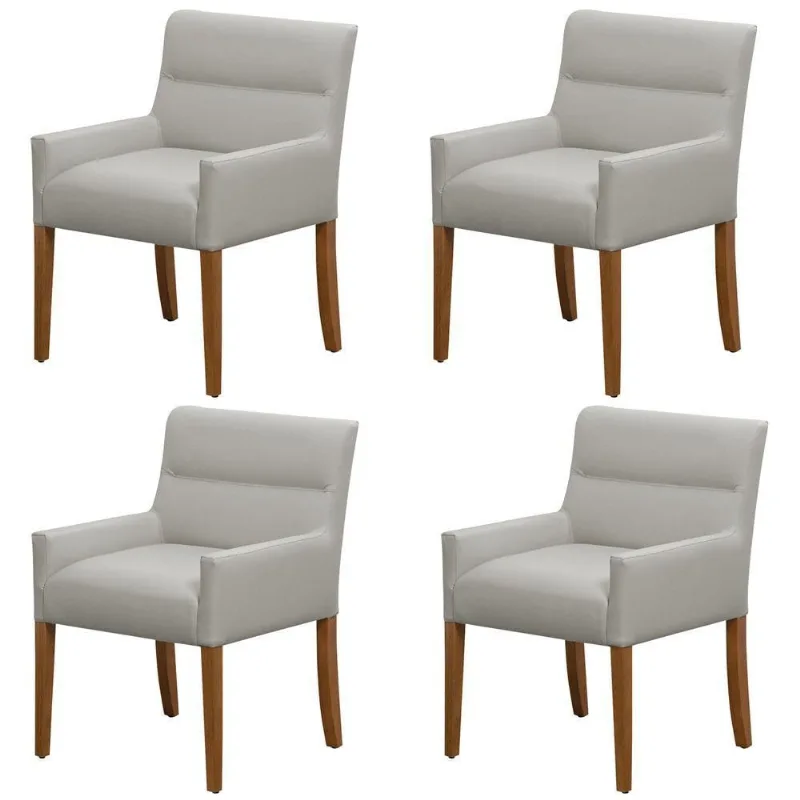 Kit 4 Cadeiras Para Mesa De Jantar Angel Base Madeira Corano Fendi - Nexta Casa - Nexta Casa