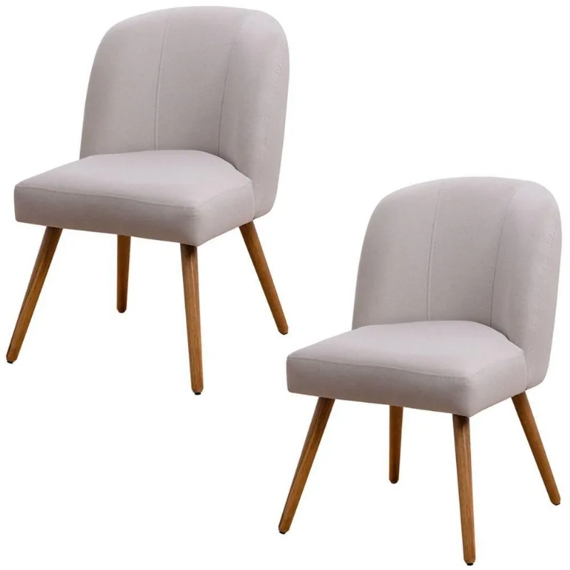 Kit 02 Cadeiras De Jantar Cléo Pés Palito Linho Cru - Nexta Casa - Nexta Casa
