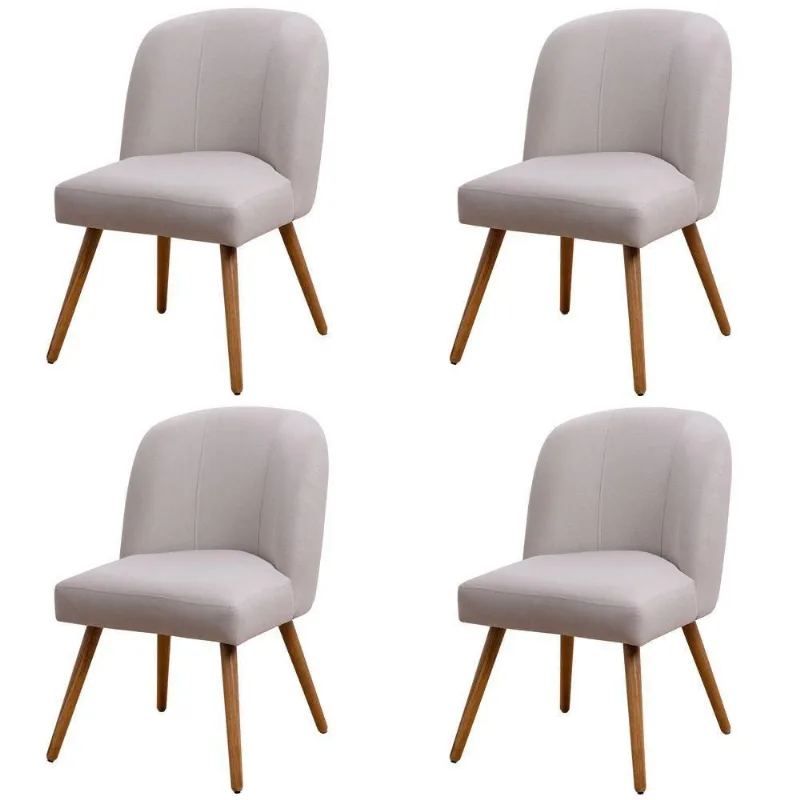 Kit 04 Cadeiras De Jantar Cléo Pés Palito Linho Cru - Nexta Casa - Nexta Casa