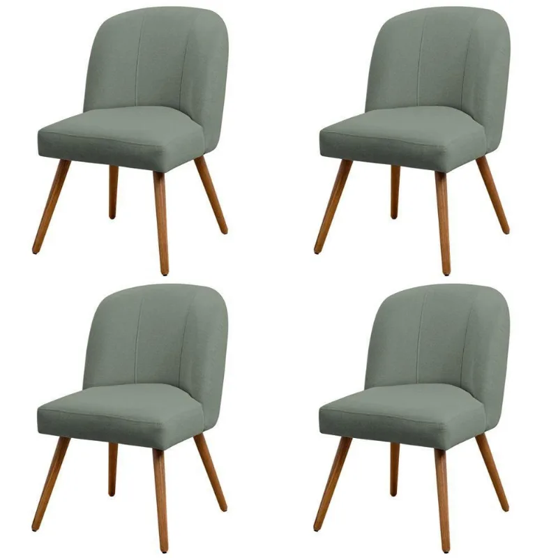 Kit 04 Cadeiras De Jantar Cléo Pés Palito Linho Verde - Nexta Casa - Nexta Casa
