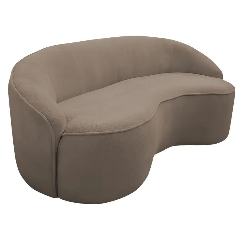 Sofá Curvo Montserrat 230cm 04 Lugares Bouclé Marrom Claro - Nexta Casa - Nexta Casa
