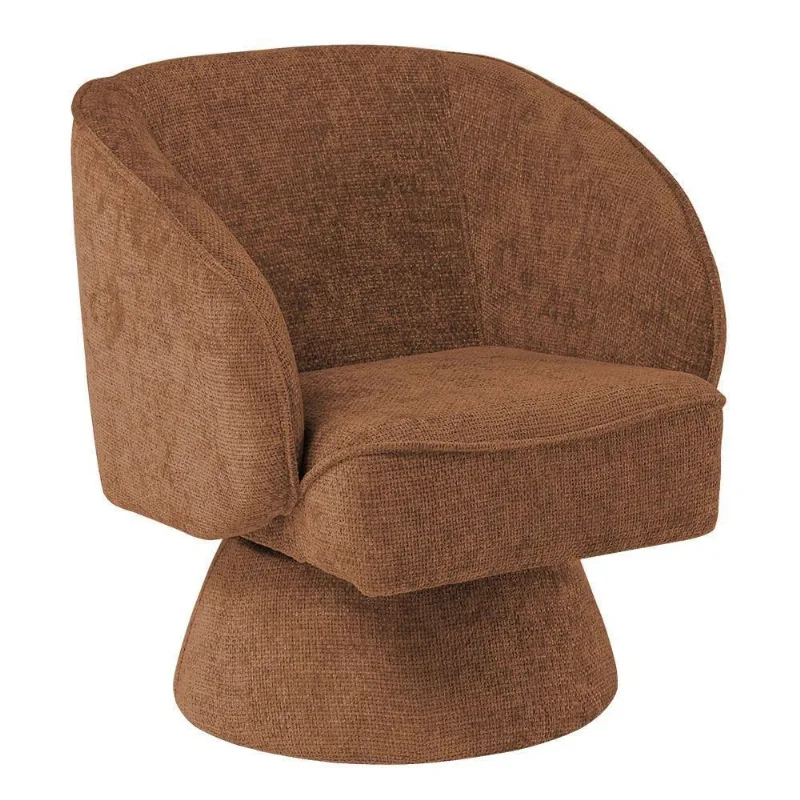 Poltrona Decorativa Agnes Base Giratória Linhão Aveludado Terracota - Nexta Casa
