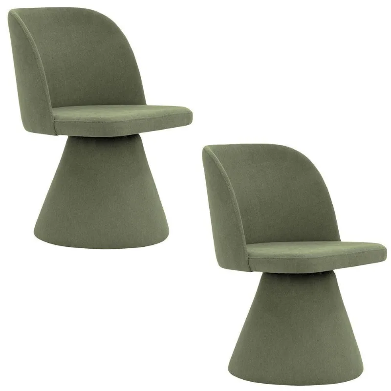 Kit 02 Cadeiras De Jantar Liz Base Fixa Linho Verde - Nexta Casa - Nexta Casa