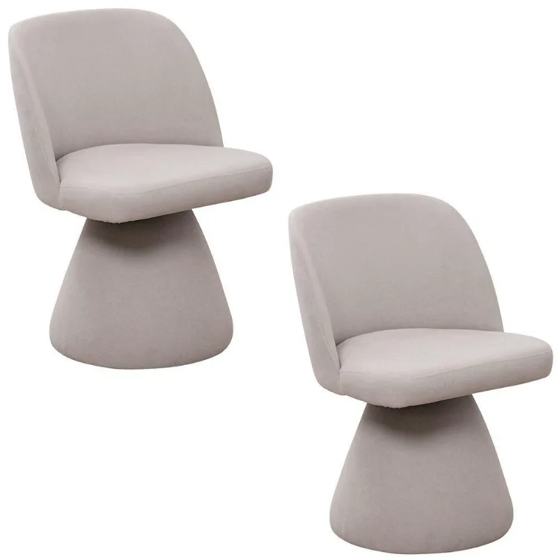 Kit 02 Cadeiras De Jantar Liz Giratória Poliéster Cinza Suave - Nexta Casa - Nexta Casa