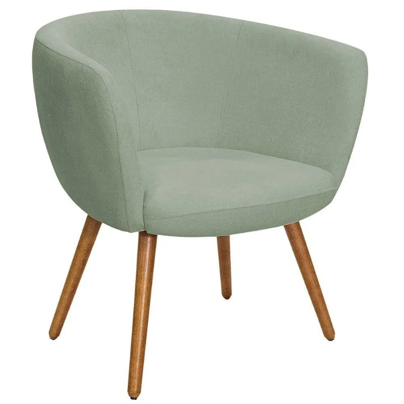 Poltrona Decorativa Isis Pés Palito Castanho Bouclé Verde Claro - Nexta Casa