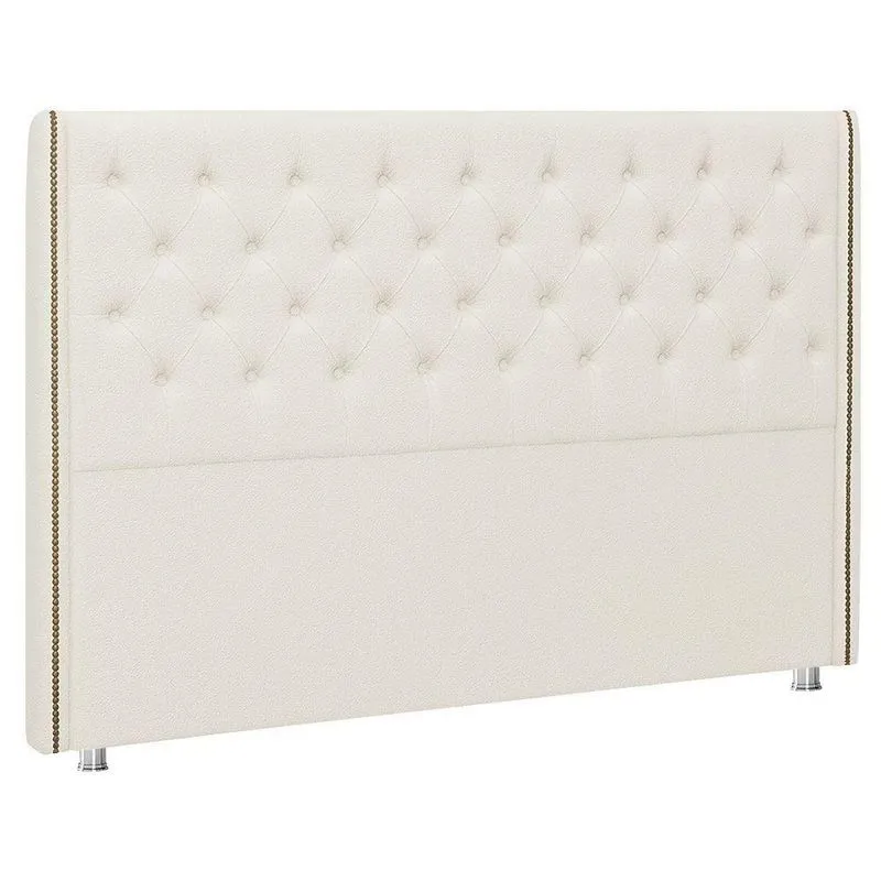 Cabeceira Cama Box Casal 140 Cm Flora Bouclé Off White - Nexta Casa