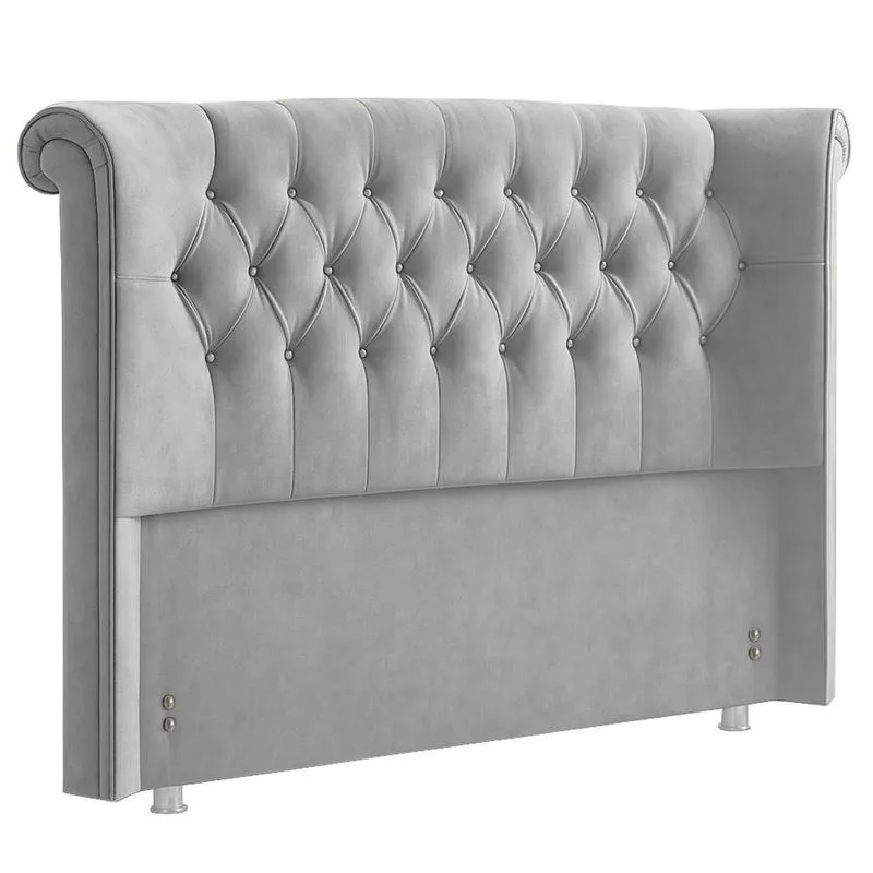 Cabeceira Cama Box King 195 Cm Serena Veludo Cinza - Nexta Casa