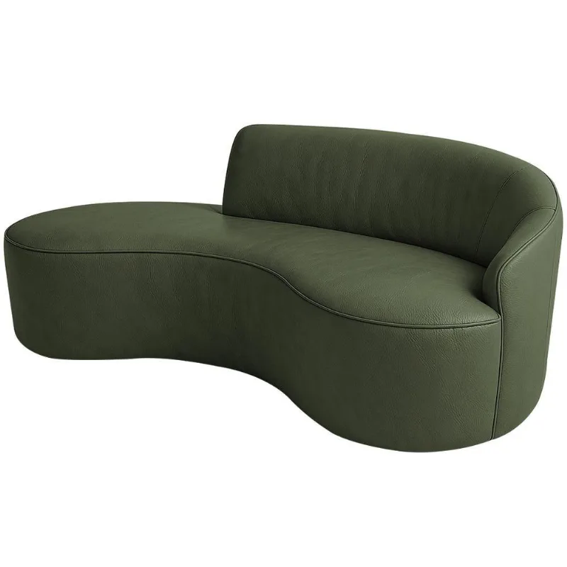 Sofá Curvo 2 Lugares 150cm Eron Braço Esq. Corano Verde - Nexta Casa - Nexta Casa