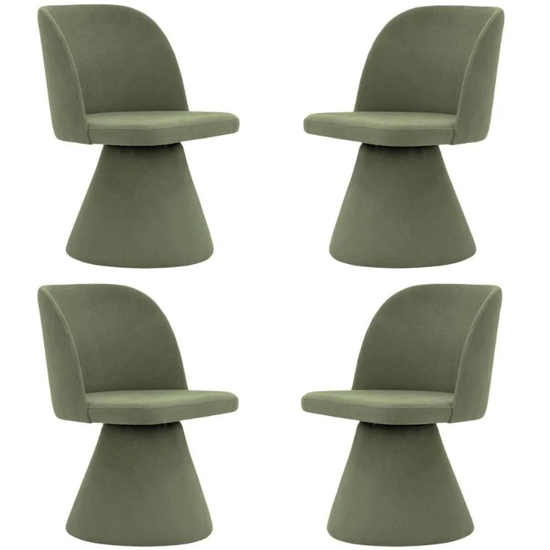 Kit 04 Cadeiras De Jantar Base Fixa Liz Linho Verde - Nexta Casa - Nexta Casa