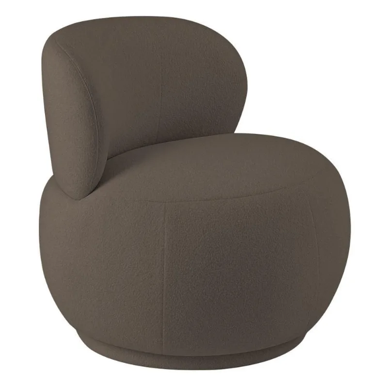 Poltrona Orgânica Aisha Base Fixa Bouclé Marrom - Nexta Casa