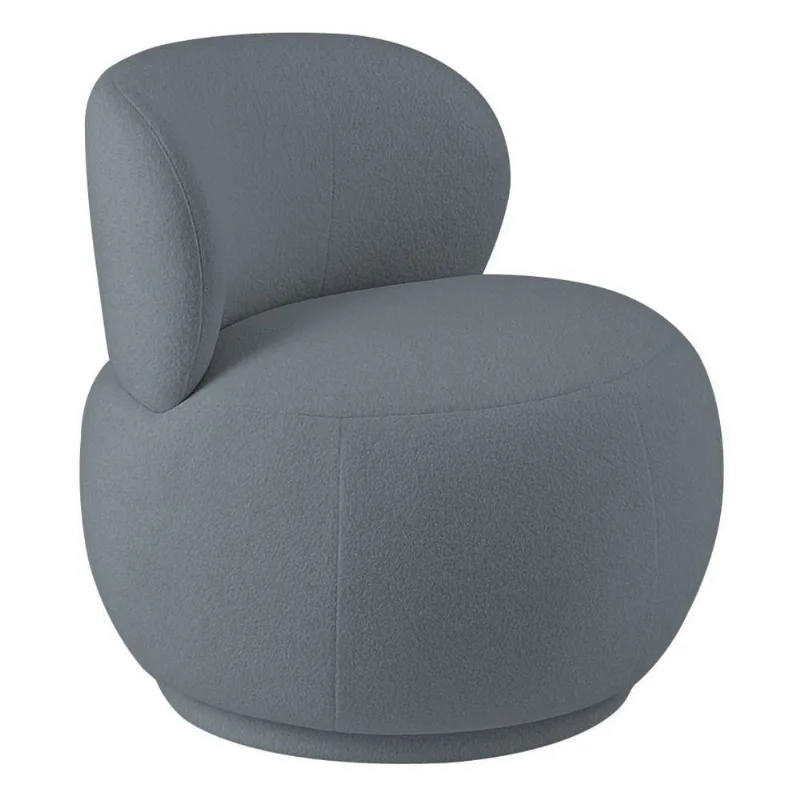 Poltrona Orgânica Aisha Base Fixa Bouclé Azul Claro - Nexta Casa
