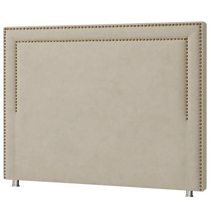 Cabeceira Cama Box Queen 160 Cm London Veludo Bege Claro - Nexta Casa