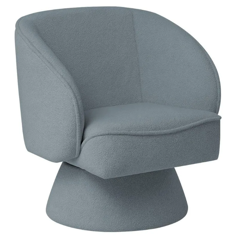 Poltrona Decorativa Agnes Base Fixa Bouclé Azul Claro - Nexta Casa