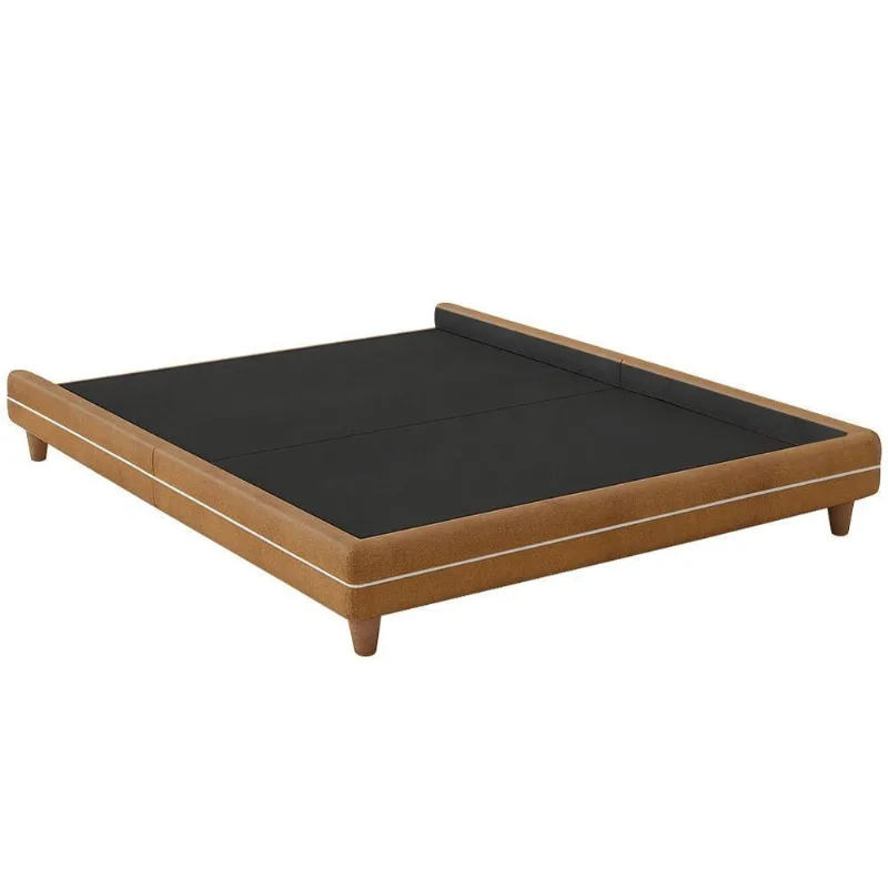 Cama Queen Pés Madeira 168cm Otto Corano Caramelo Bouclé Off White - Nexta Casa - Nexta Casa