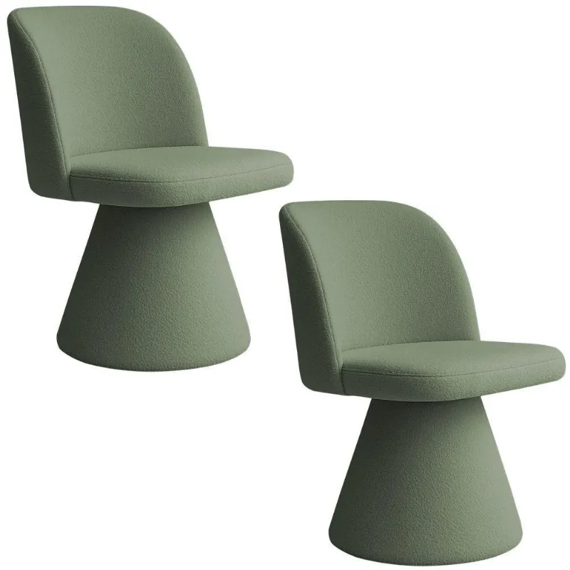 Kit 02 Cadeiras De Jantar Fixa Liz Bouclé Verde Claro - Nexta Casa - Nexta Casa