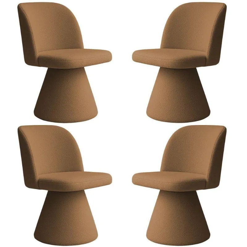 Kit 04 Cadeiras De Jantar Giratória Liz Bouclé Terracota - Nexta Casa