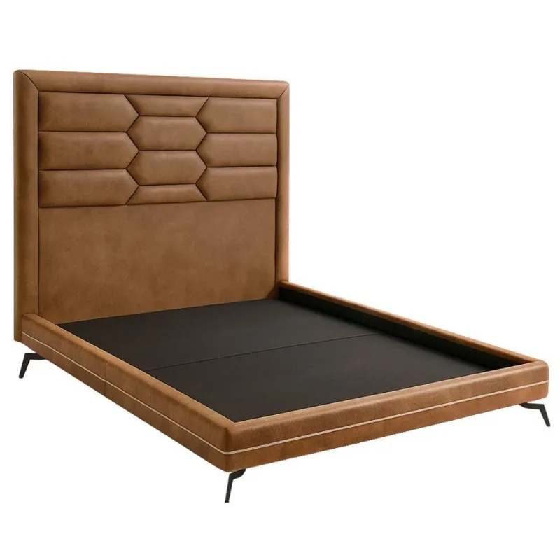 Cama King Pés Ferro Otto Com Cabeceira Roma Corano Caramelo Bouclé Off White - Nexta Casa - Nexta Casa