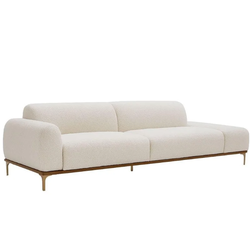 Sofá Living Unne 3 Lugares 210cm Terminal Esquerdo Bouclé Off White - Nexta Casa Cor Off White - Nexta Casa