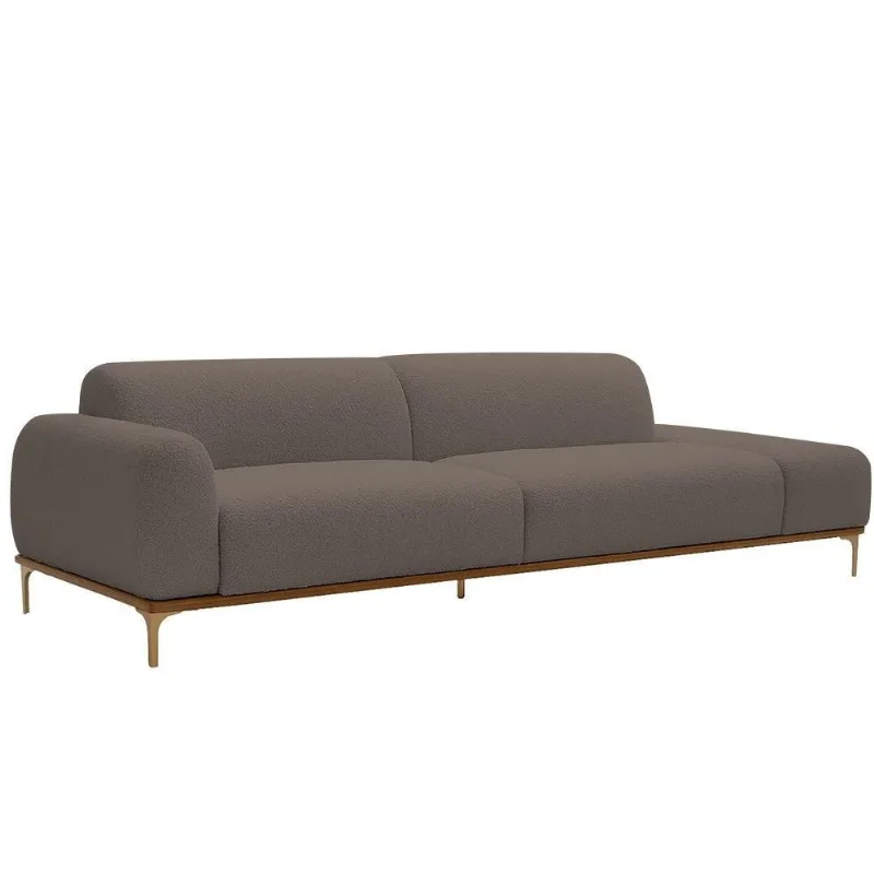 Sofá Living Unne 3 Lugares 210cm Terminal Esquerdo Bouclé Marrom - Nexta Casa Cor Marrom - Nexta Casa