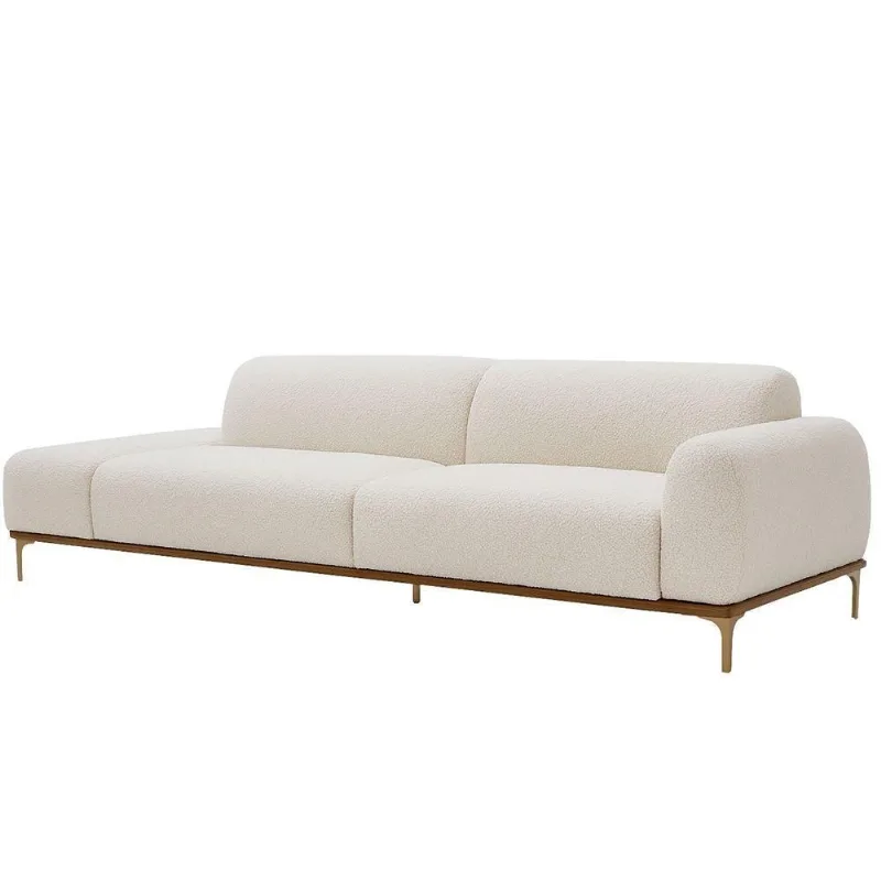 Sofá Living Unne 3 Lugares 210cm Terminal Direito Bouclé Off White - Nexta Casa Cor Off White - Nexta Casa
