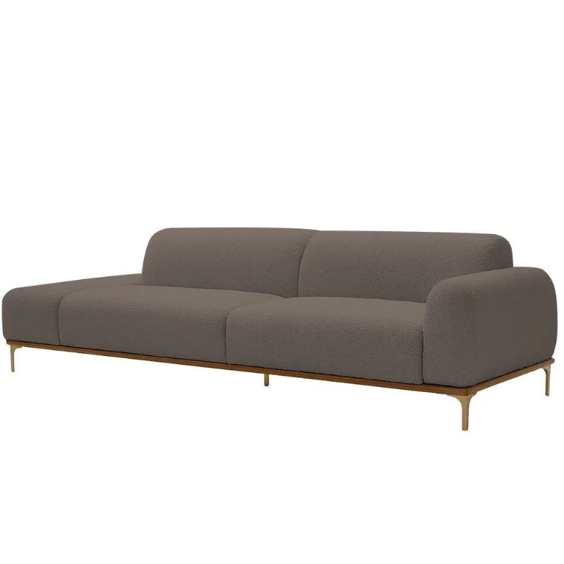 Sofá Living Unne 3 Lugares 210cm Terminal Direito Bouclé Marrom - Nexta Casa Cor Marrom