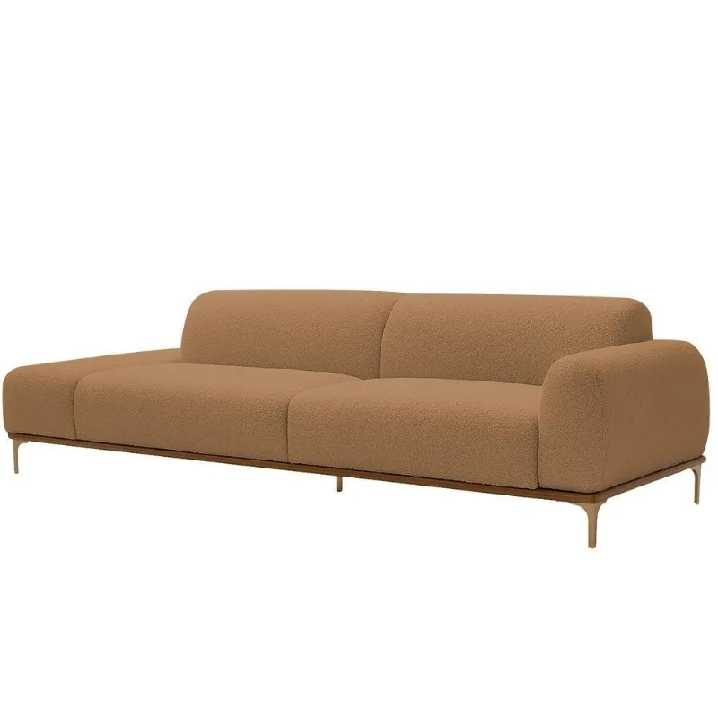 Sofá Living Unne 3 Lugares 210cm Terminal Direito Bouclé Terracota - Nexta Casa Cor Terracota