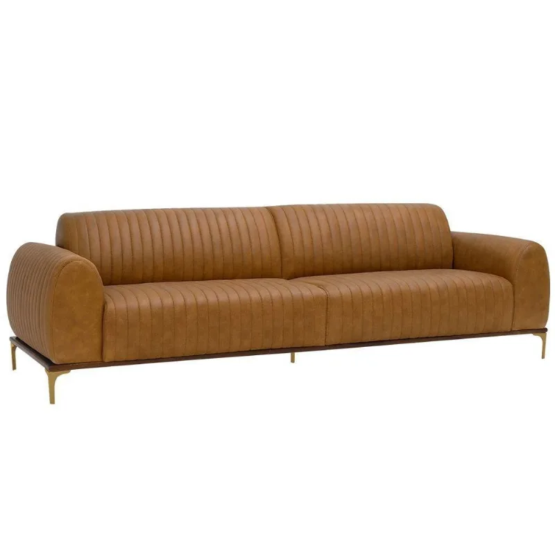 Sofá Molino 2 Lugares 180cm Pés Ouro Fosco Corano Caramelo - Nexta Casa Cor Caramelo - Nexta Casa