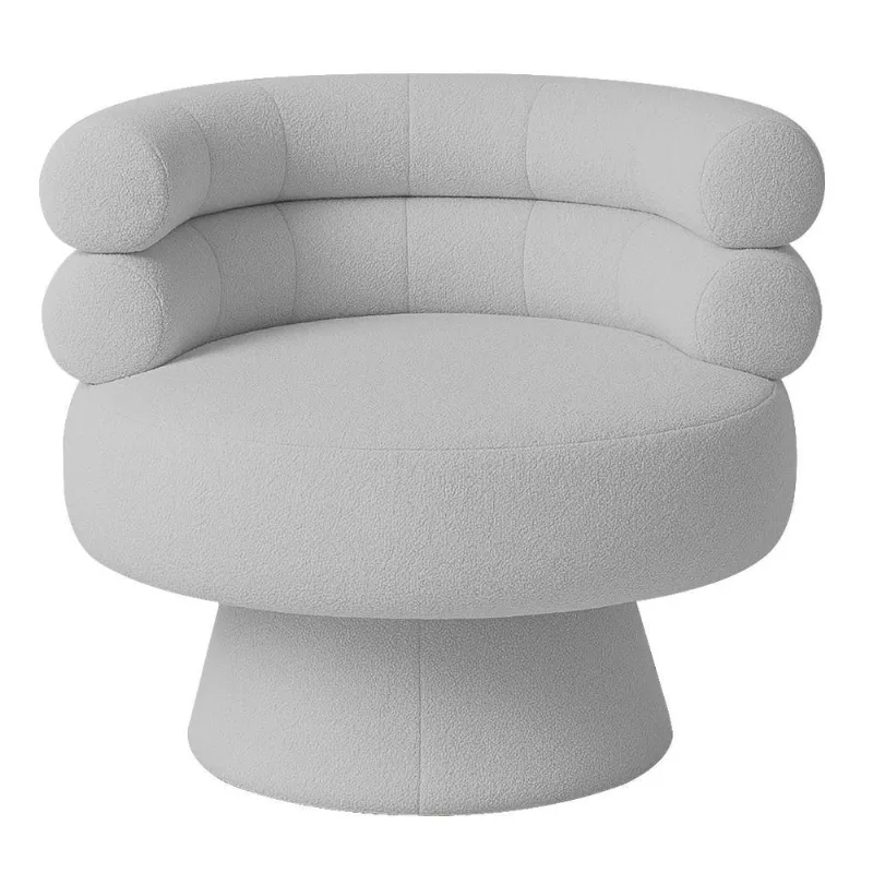 Poltrona Orgânica Mabel Base Giratória Bouclé Cinza Claro - Nexta Casa