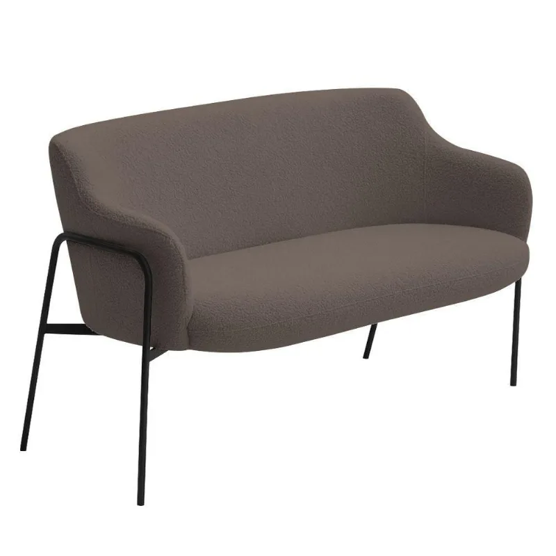 Sofá Namoradeira 02 Lugares 130cm Jade Base Preto Bouclé Marrom - Nexta Casa