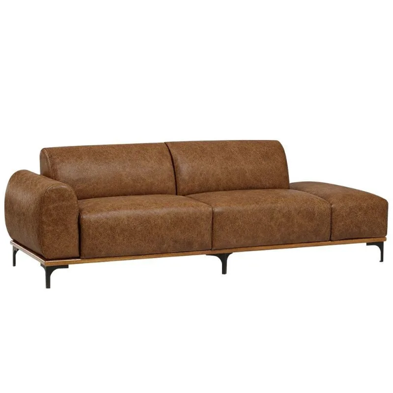 Sofá Living Unne 3 Lugares 210cm Terminal Esq. Corano Caramelo - Nexta Casa - Nexta Casa